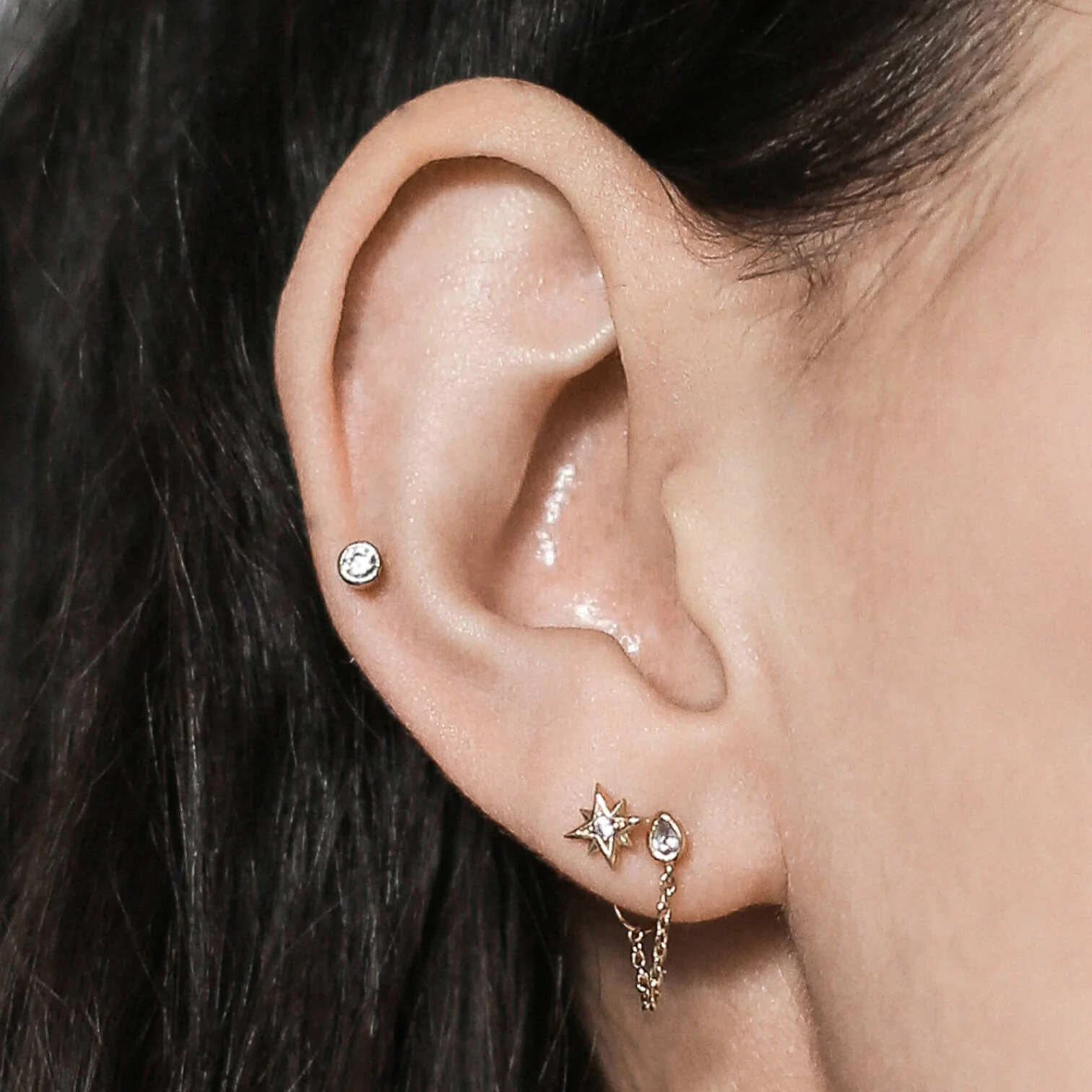 Tiny Crystal Push Pin Flat Back Earring - Image 6