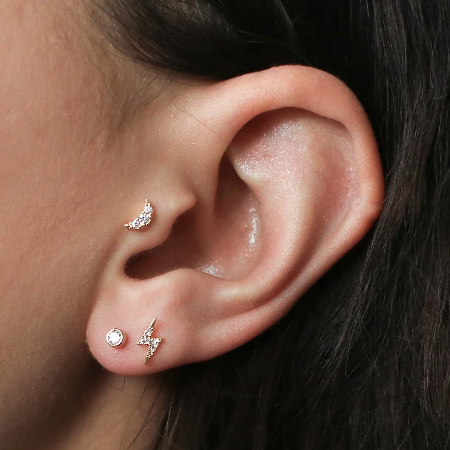 Tiny Crystal Studs in Titanium - Image 3