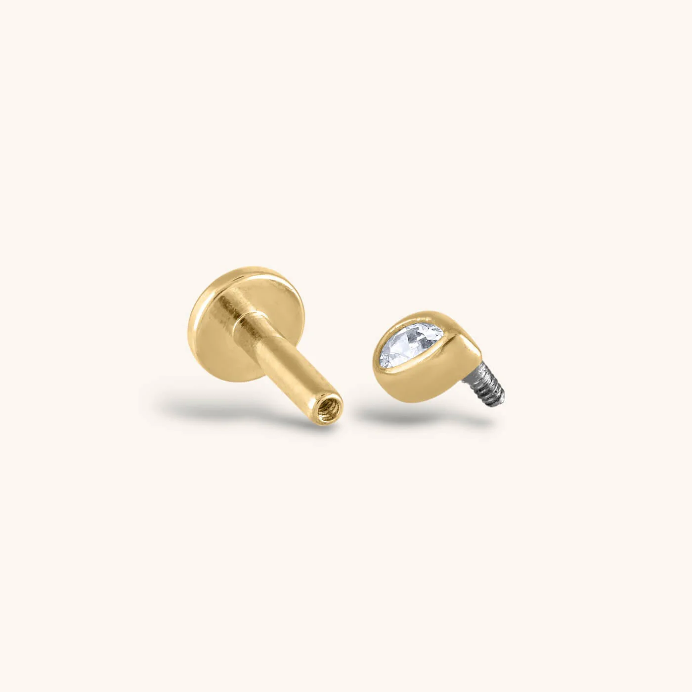 Tiny Dewdrop Threaded Flat Back Earring - Image 4