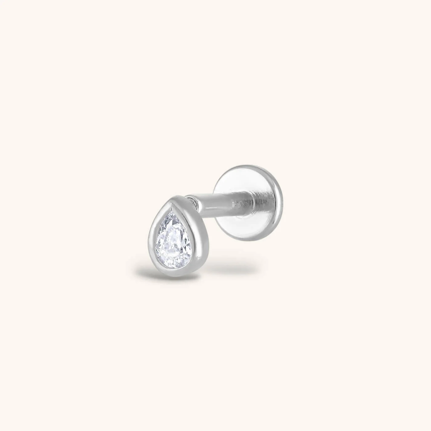 Tiny Dewdrop Threaded Flat Back Earring - Image 5