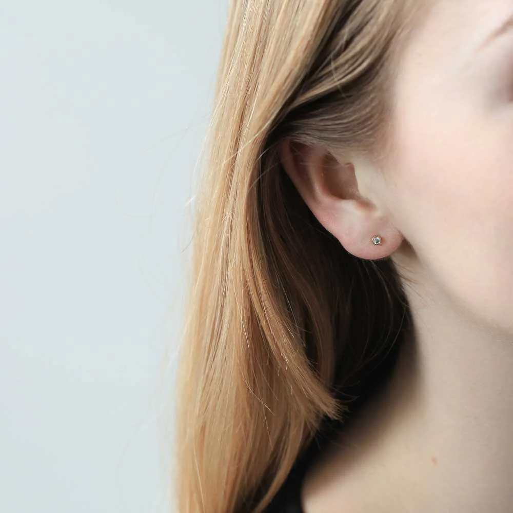 Tiny Sapphire Studs in 14k Gold - Image 5