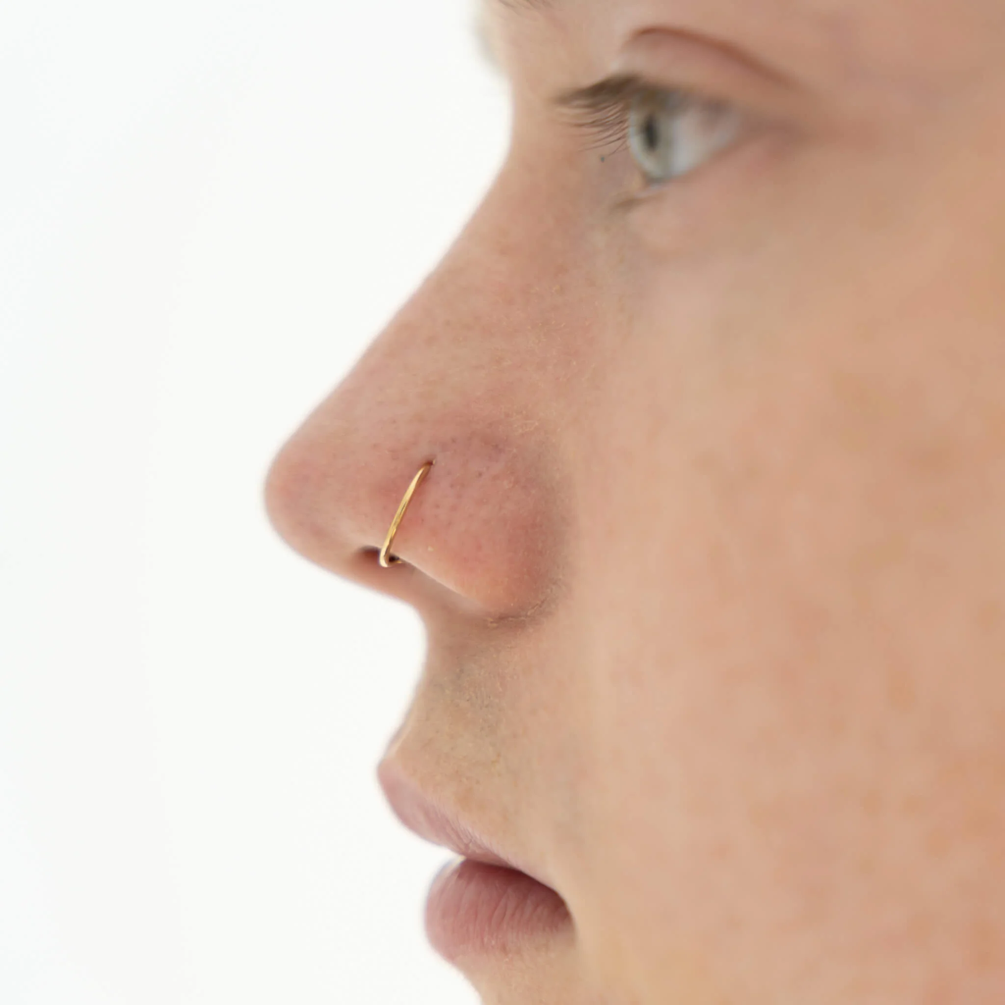 Tiny Secret Nose Hoop Ring in 14k Gold - Image 3