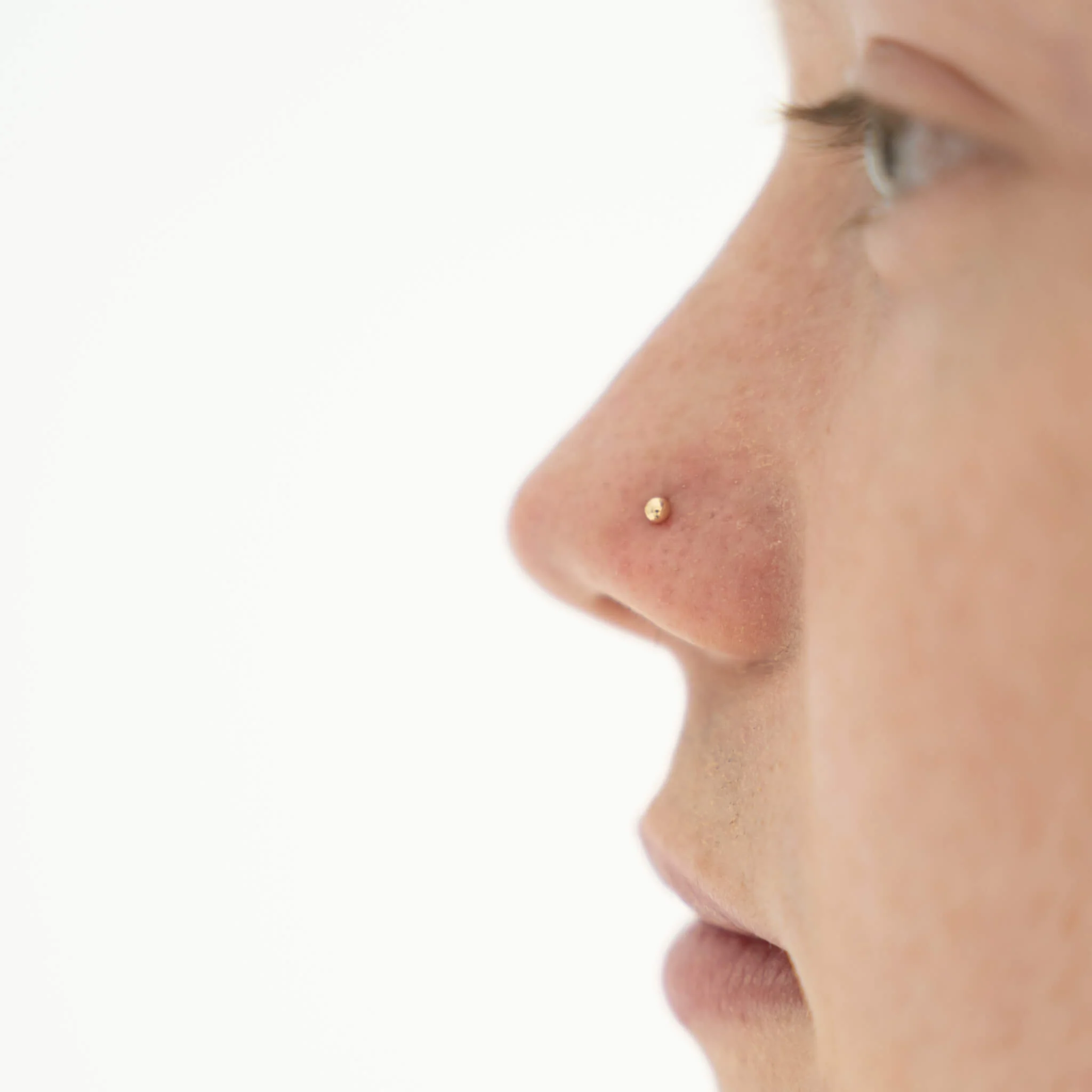 Tiny Secret Stud L-Shape Nose Ring in 14k Gold - Image 4