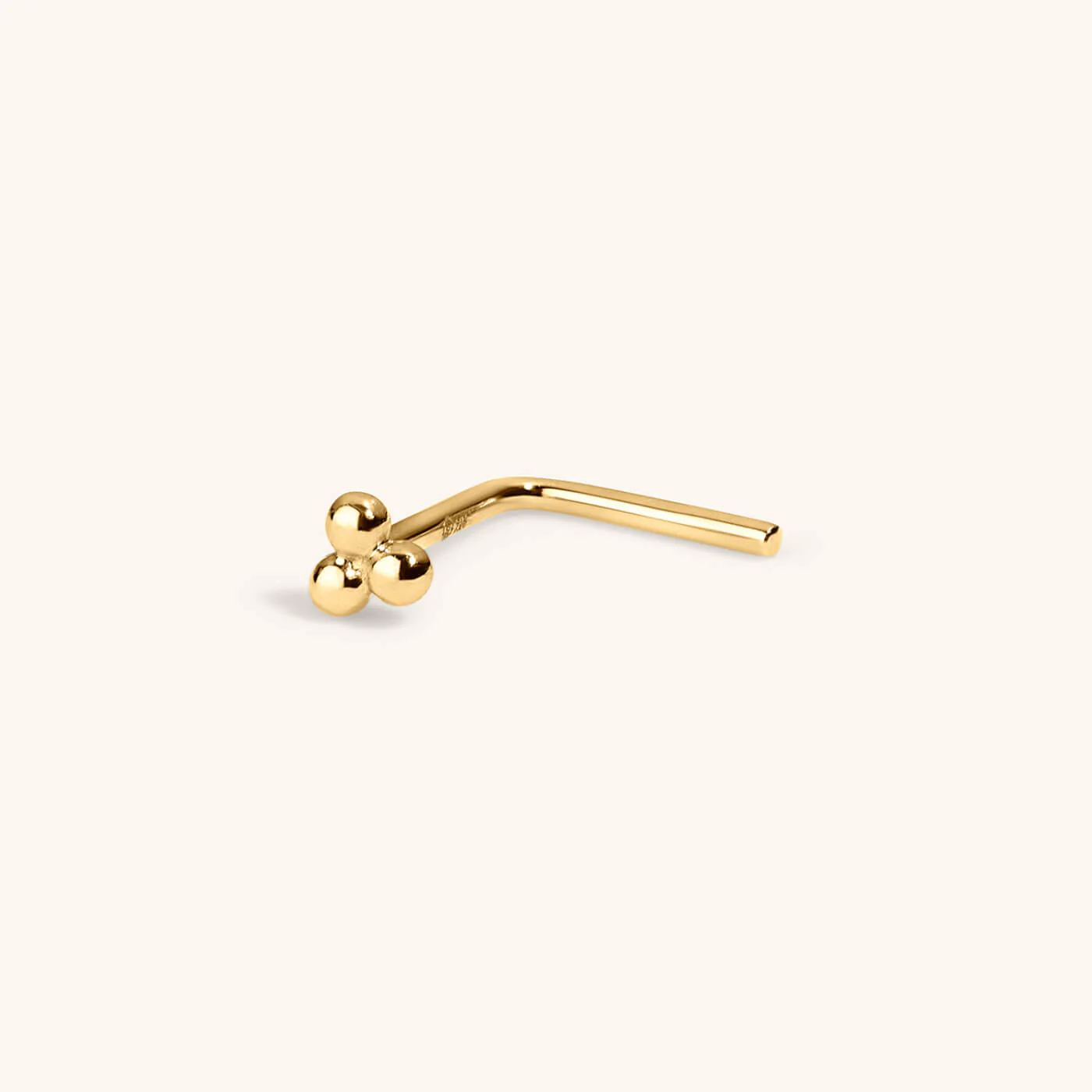 Tiny Trinity Stud L-Shape Nose Ring in 14k Gold - Image 3