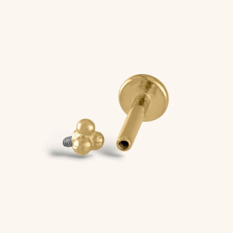 Tiny Trinity Threaded Flat Back Earring - Image 5