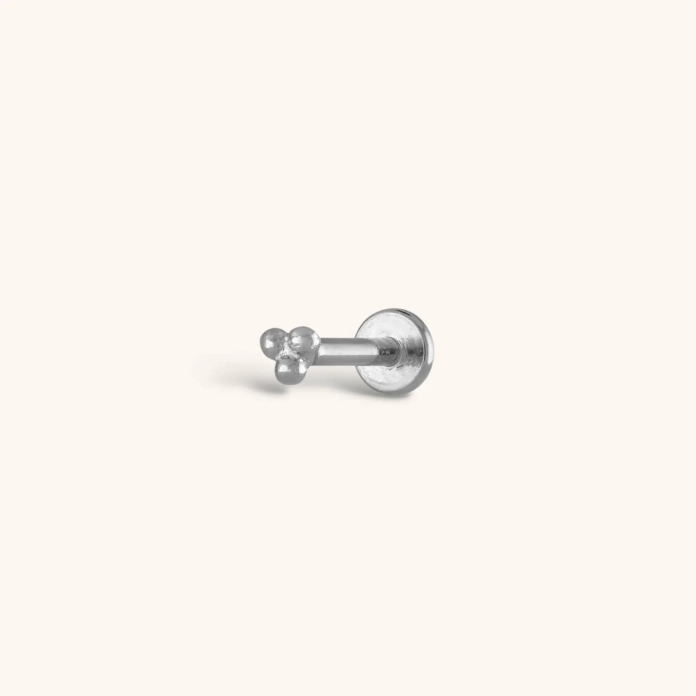 Tiny Trinity Threaded Flat Back Earring - Image 6